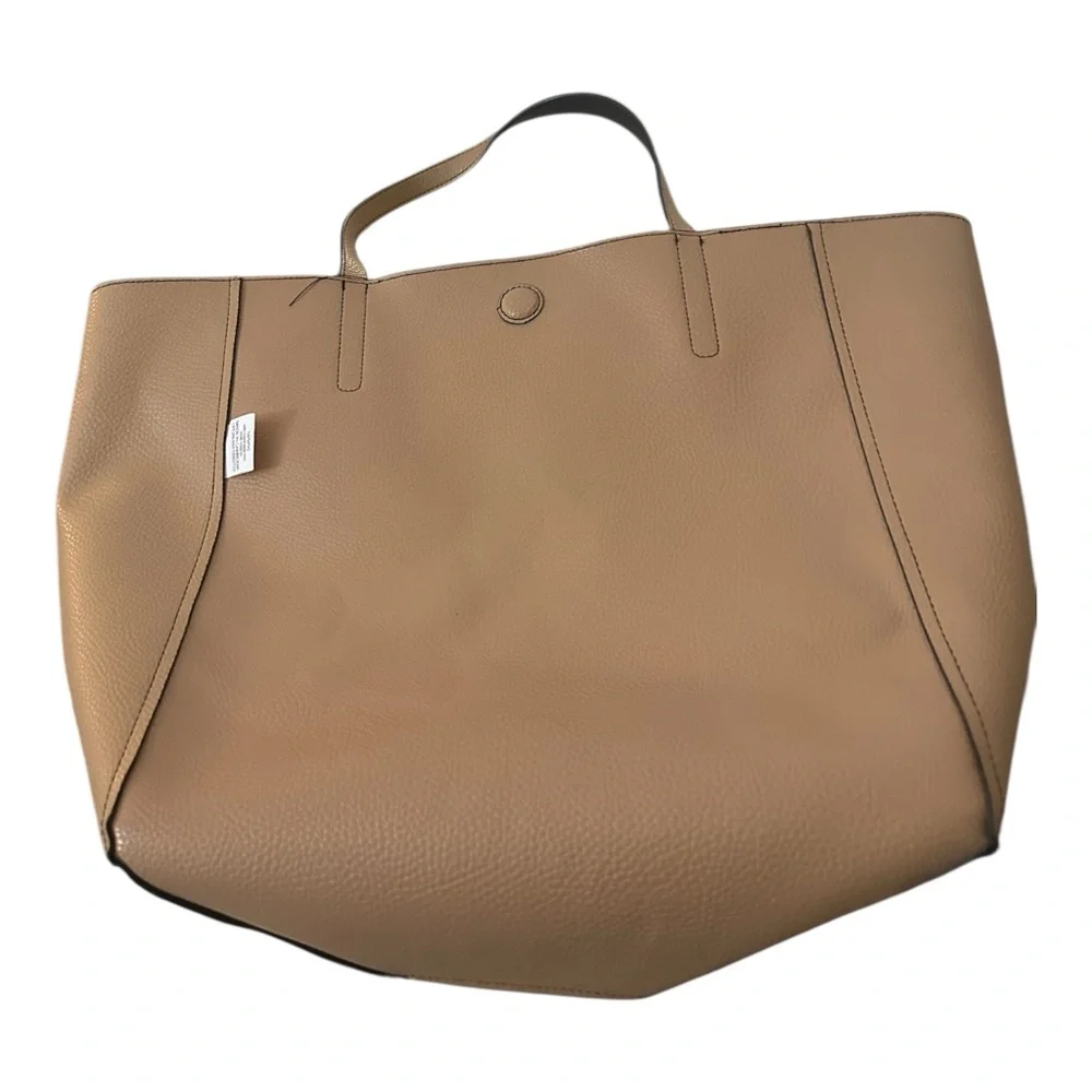 Everyday Black Leather Tote with Contrast Interior